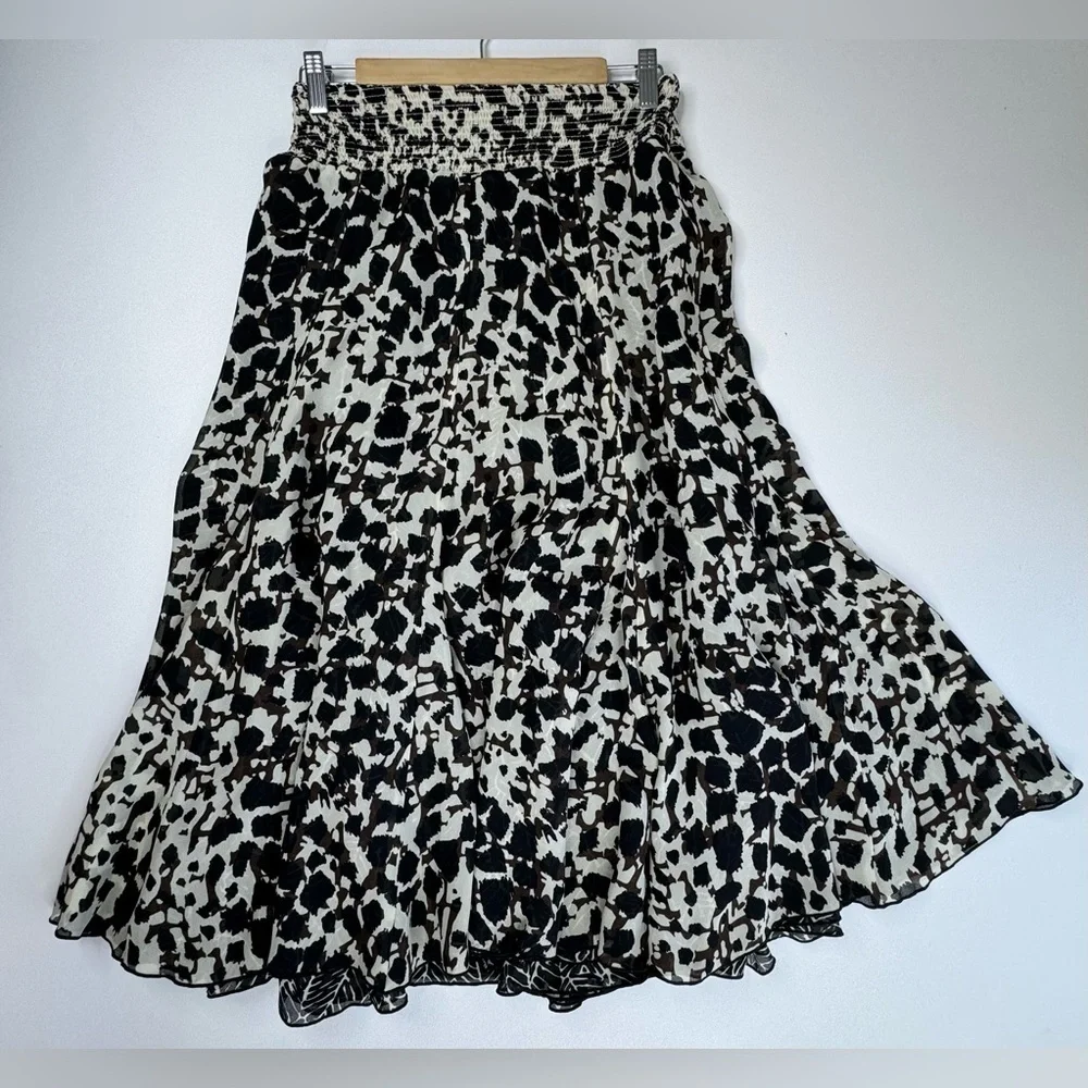 Coldwater Creek Reversible Shirred Elastic Waist Flowy Skirt Small 4-6